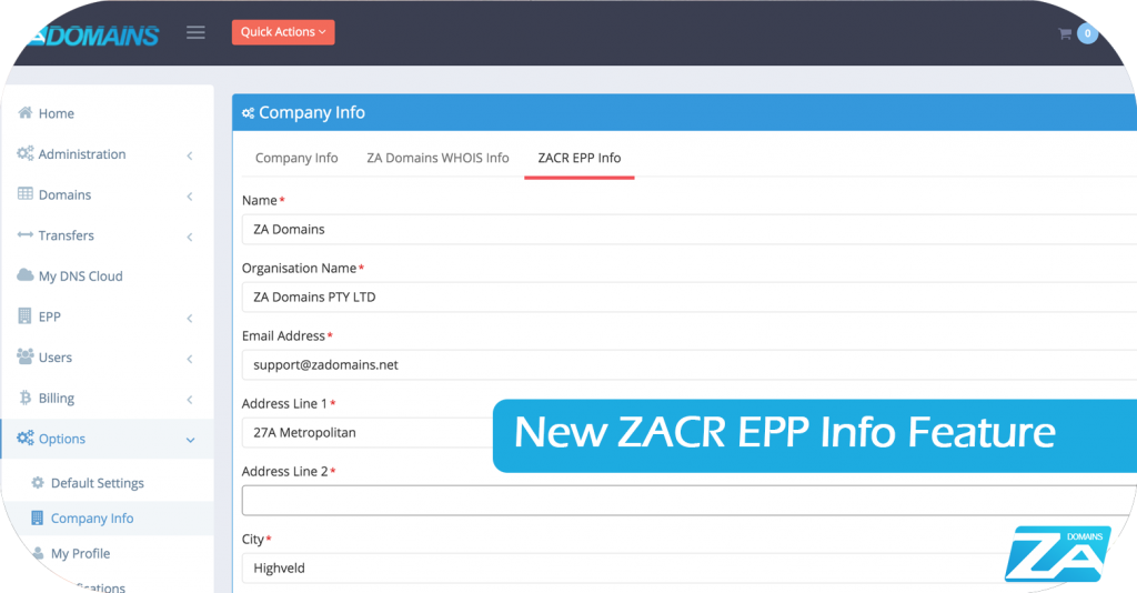 ZACR Registrar EPP Contact Update