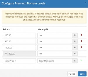 ZA Domains configure whmcs premium domain markup