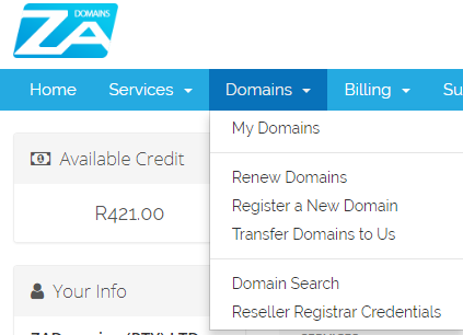 ZA Domains Transfer Domain Name
